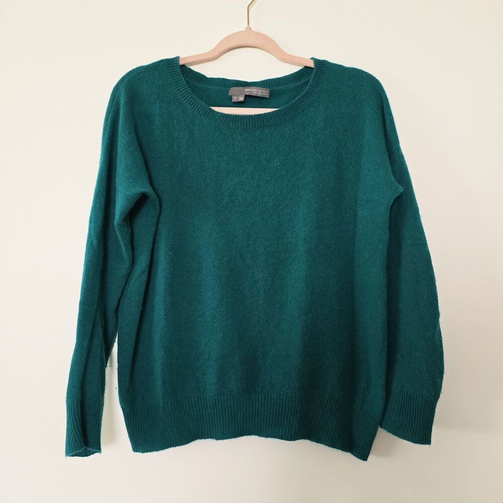 360Cashmere Green 100% Cashmere Sweater Women’s Size Small Soft Minimalist Cozy